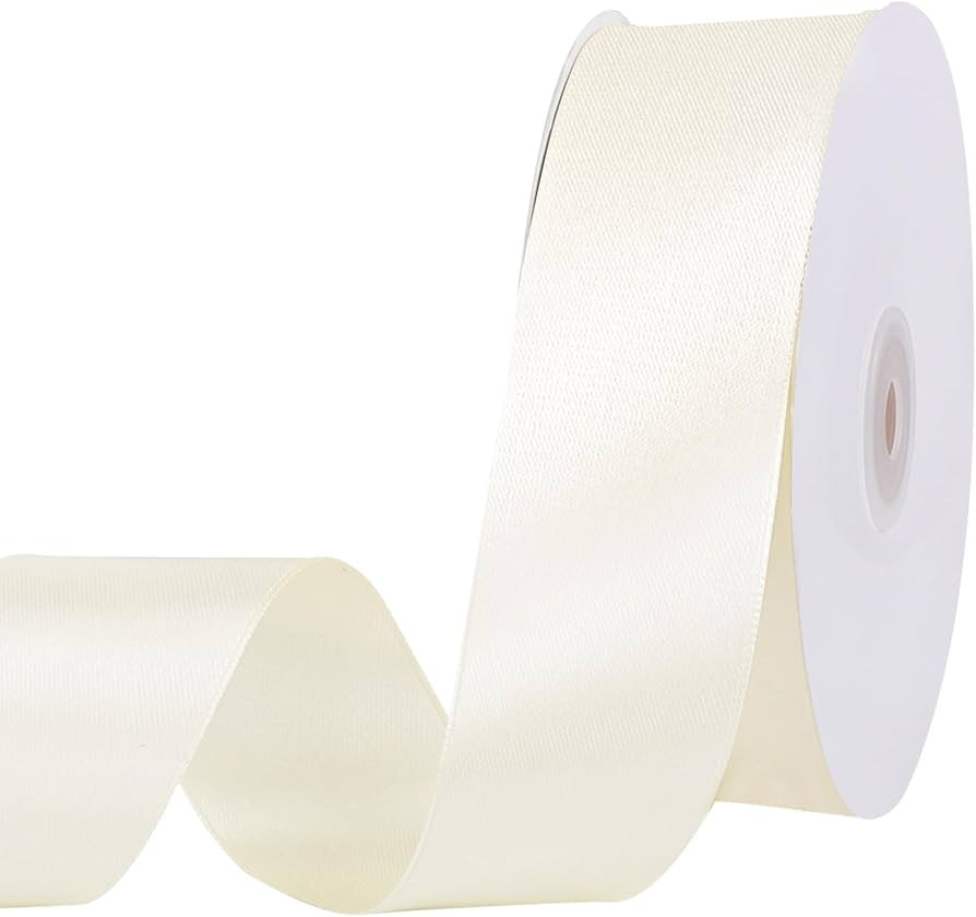 Ivory Satin Ribbon 1 1/2 Inch 60 Yards Ivory Ribbon Cream Ribbon for Gift Wrapping Crafts Flower ... | Amazon (US)
