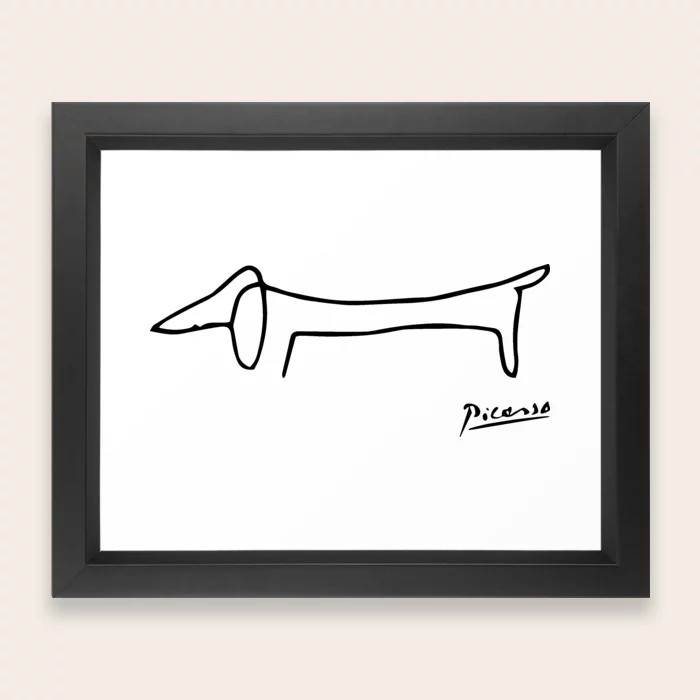 Pablo Picasso Dog (Lump) Artwork Shirt, Sketch Reproduction Framed Art Print | Society6