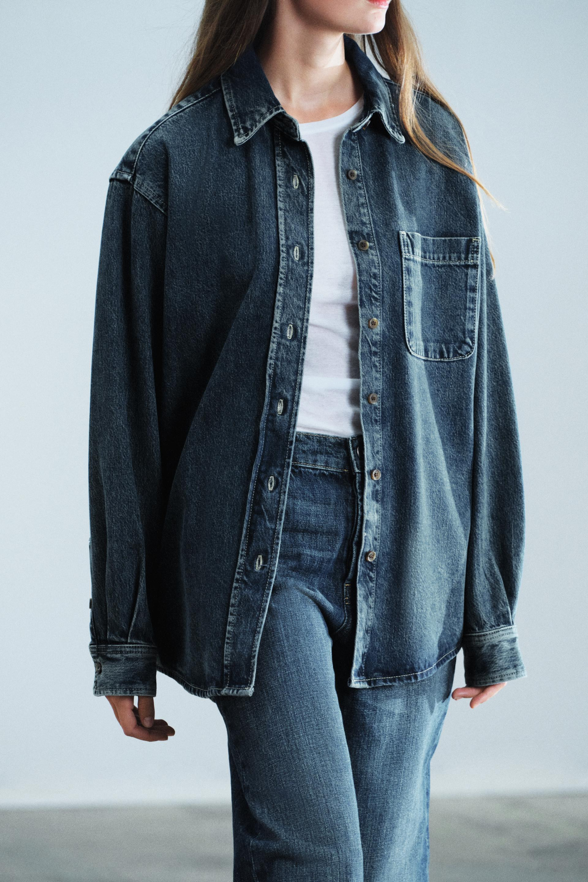 Zara - Zw Collection Denim Shirt - Blue - Xl - Woman | Zara US