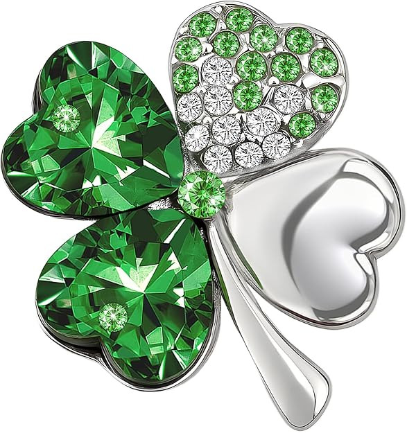 St Patricks Day Pin for Women, Four Leaf Shamrock Pin as St Patricks Day Irish Gifts Accessories,... | Amazon (US)