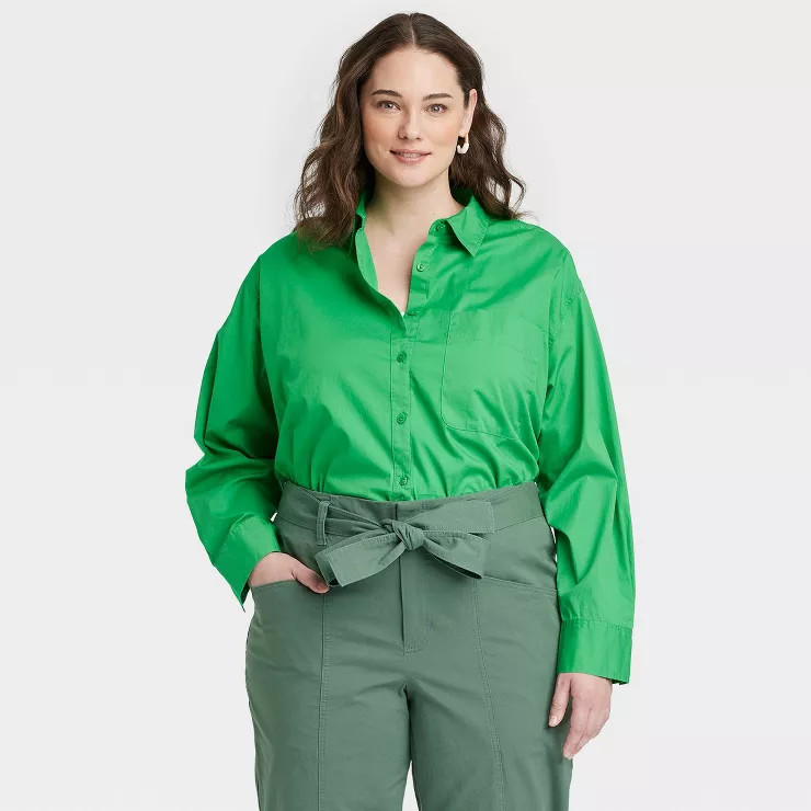Women's Long Sleeve Oversized Button-Down Shirt - A New Day™ | Target
