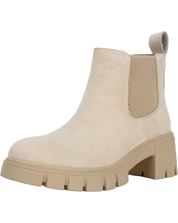 Vepose Women's 936 Chelsea Ankle Boots Platform Lug Sole Elastic Slip on Booties | Amazon (US)
