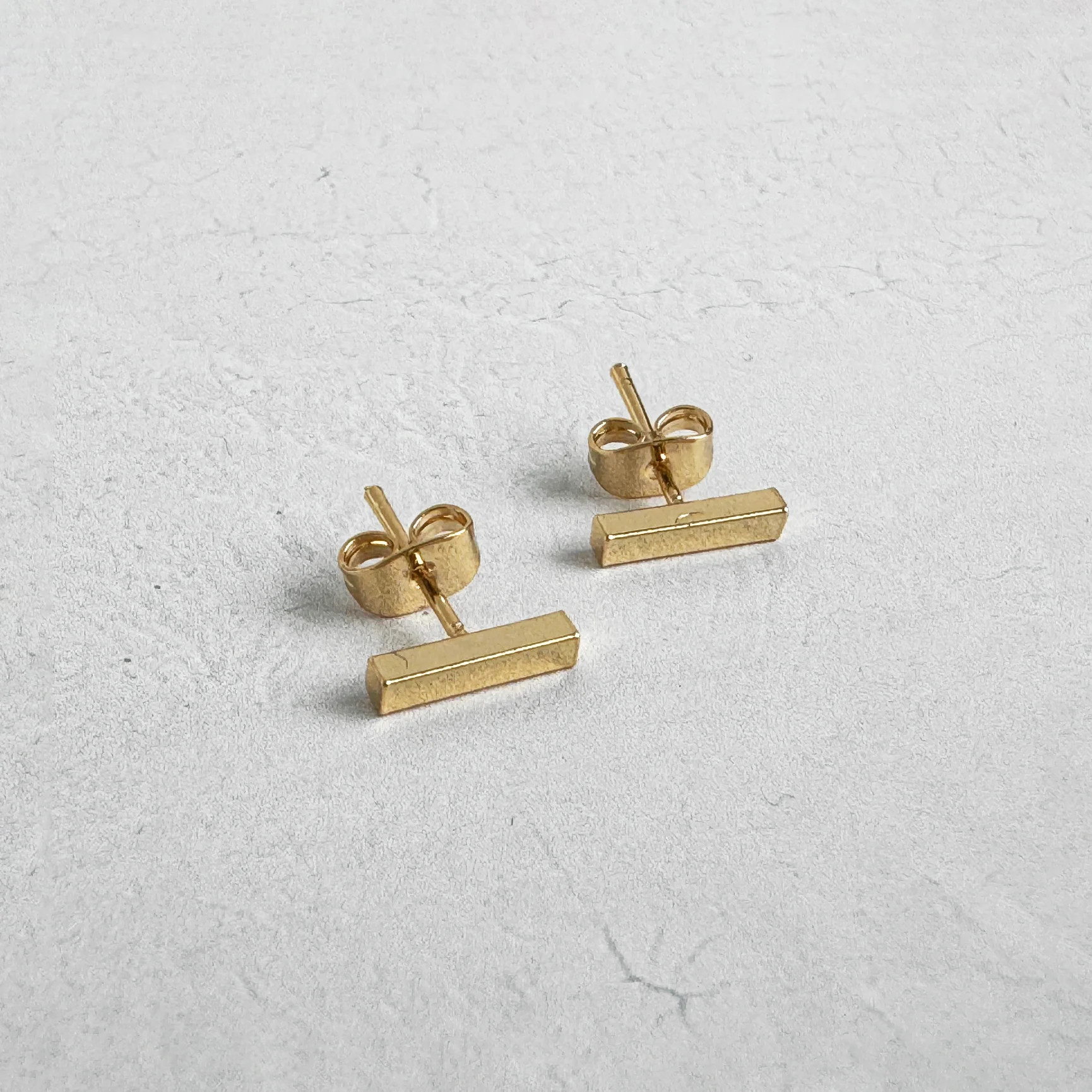 Bar Stud Earrings in 18k Gold Plating | Rustic Gem Jewelry