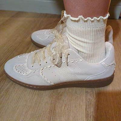 CUSHIONAIRE Belinda Women’s Lace Detail Casual Sneakers – Elegant Ribbon Lace-Up Shoes with M... | Amazon (US)