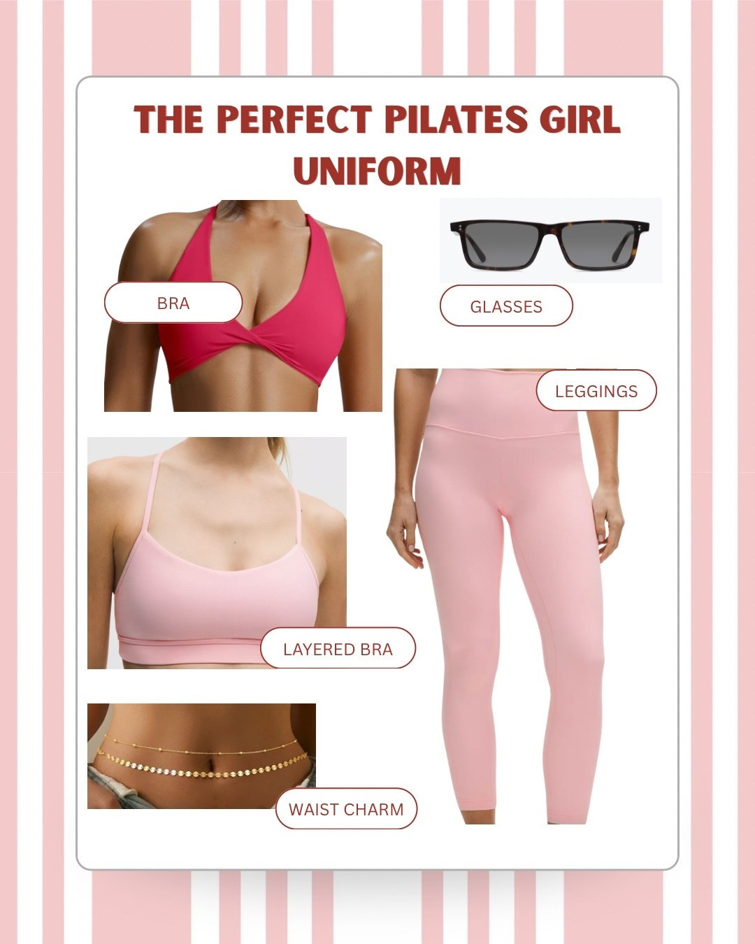 Pink Pilates outfit that feels as good as it looks

This matching pink workout set is the ultimate Pilates outfit and gym workout outfit you'll wear again and again. High waisted leggings + supportive bra - perfect for reformer Pilates, barre class, sculpt workouts, or a chic athleisure coffee run. Everyday activewear outfit idea you'll love.

#LTKootd #LTKActive #LTKfitnessgoals
#LTKSeasonal #LTKdayinmylife #LTKgrwm
#LTKmorningroutine #LTKU #LTKSaleAlert
#LTKTravel

Workout outfits | workout sets | workout tops | outfit inspo | outfit ideas | leggings outfit | pink workout set | gym outfit | gym set | Pilates set | athletic outfits | spring outfits |

#LTKfitnessgoals #LTKActive #LTKootd