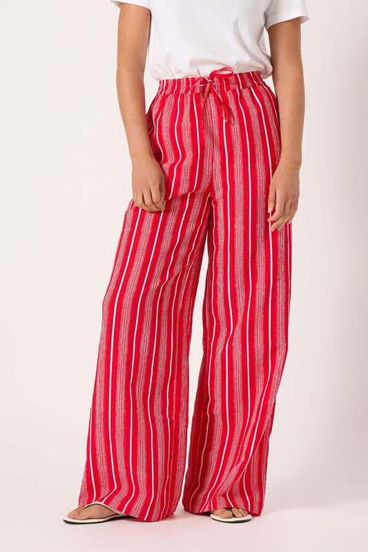 LTS Tall Red Stripe Print Wide Leg Trousers | Long Tall Sally
