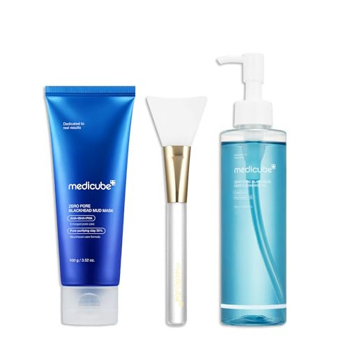 medicube Korean Home-Spa Pore Care Routine at Night: Zero Pore Blackhead Mud Facial Mask and Zero Pore Blackhead Deep Cleansing Oil and Jelly Brush | Amazon (US)