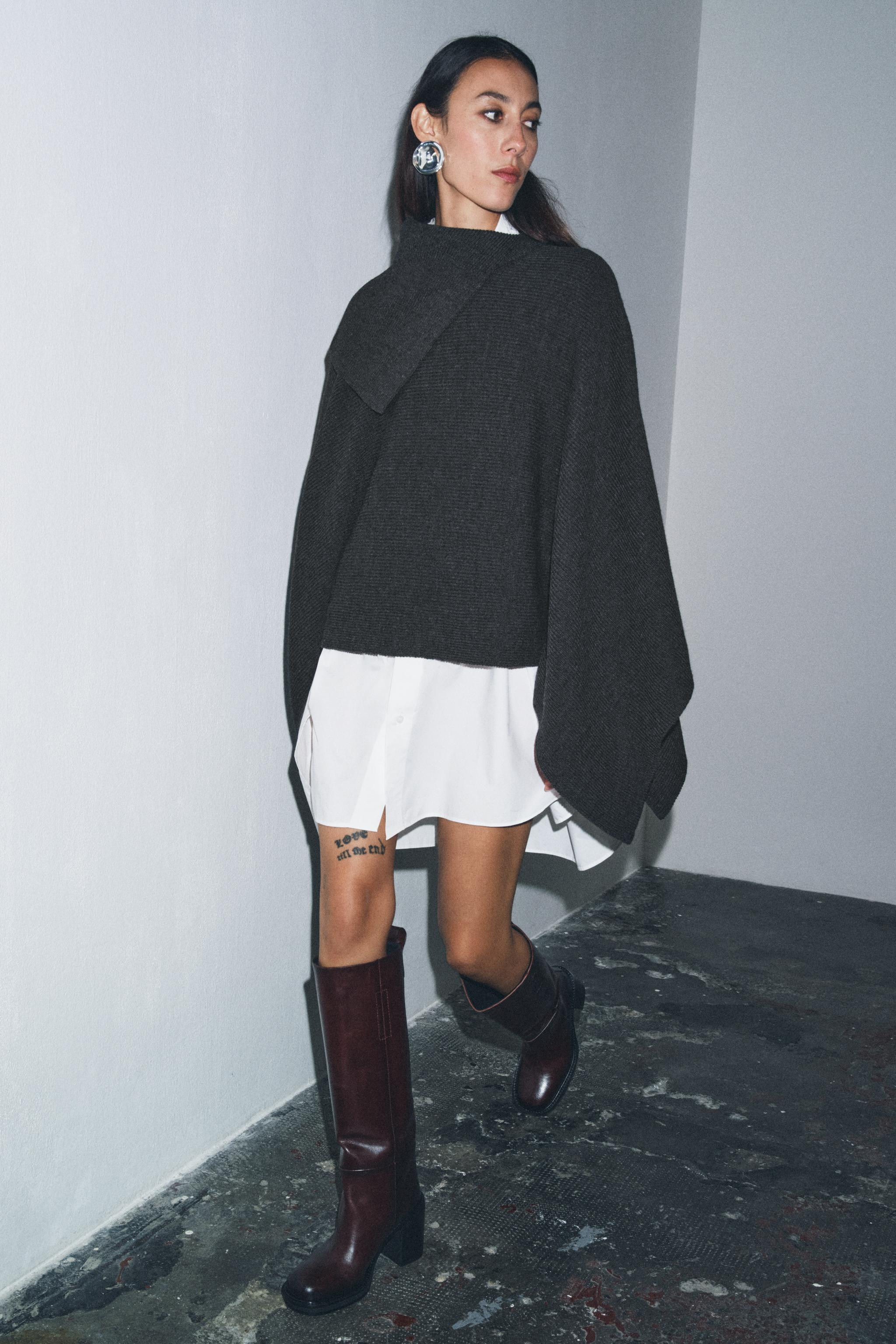 ASYMMETRIC NECK WOOL CAPE | Zara UK