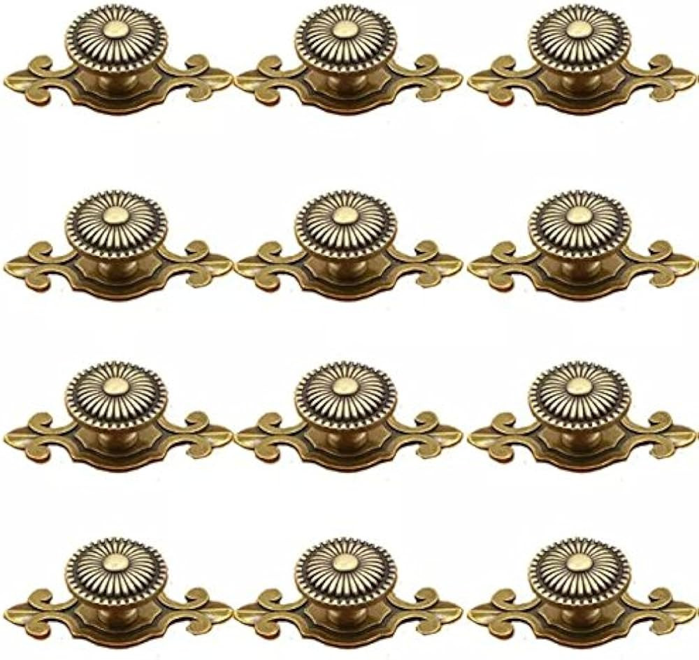 CSKB Golden Brass Antique Vintage Retro Drawer Cabinet Metal Knobs with Backplates 12 PCS,Mushroo... | Amazon (US)