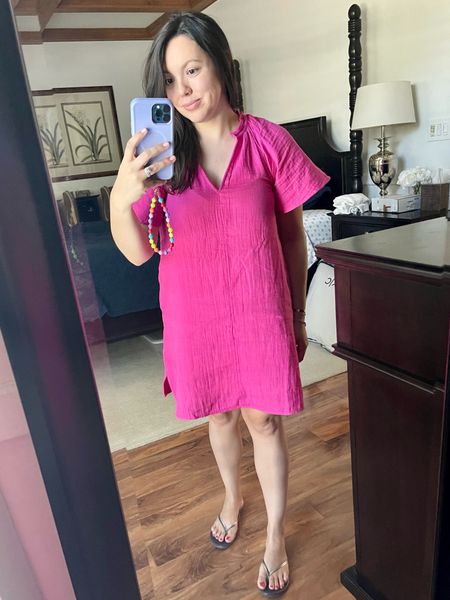 Gauzy cotton swing dress to throw on and go, great travel dress, easy to wear errands dress, mom on the go dress. Runs big, size down. 
On sale for $21 


#LTKtravel #LTKfindsunder50