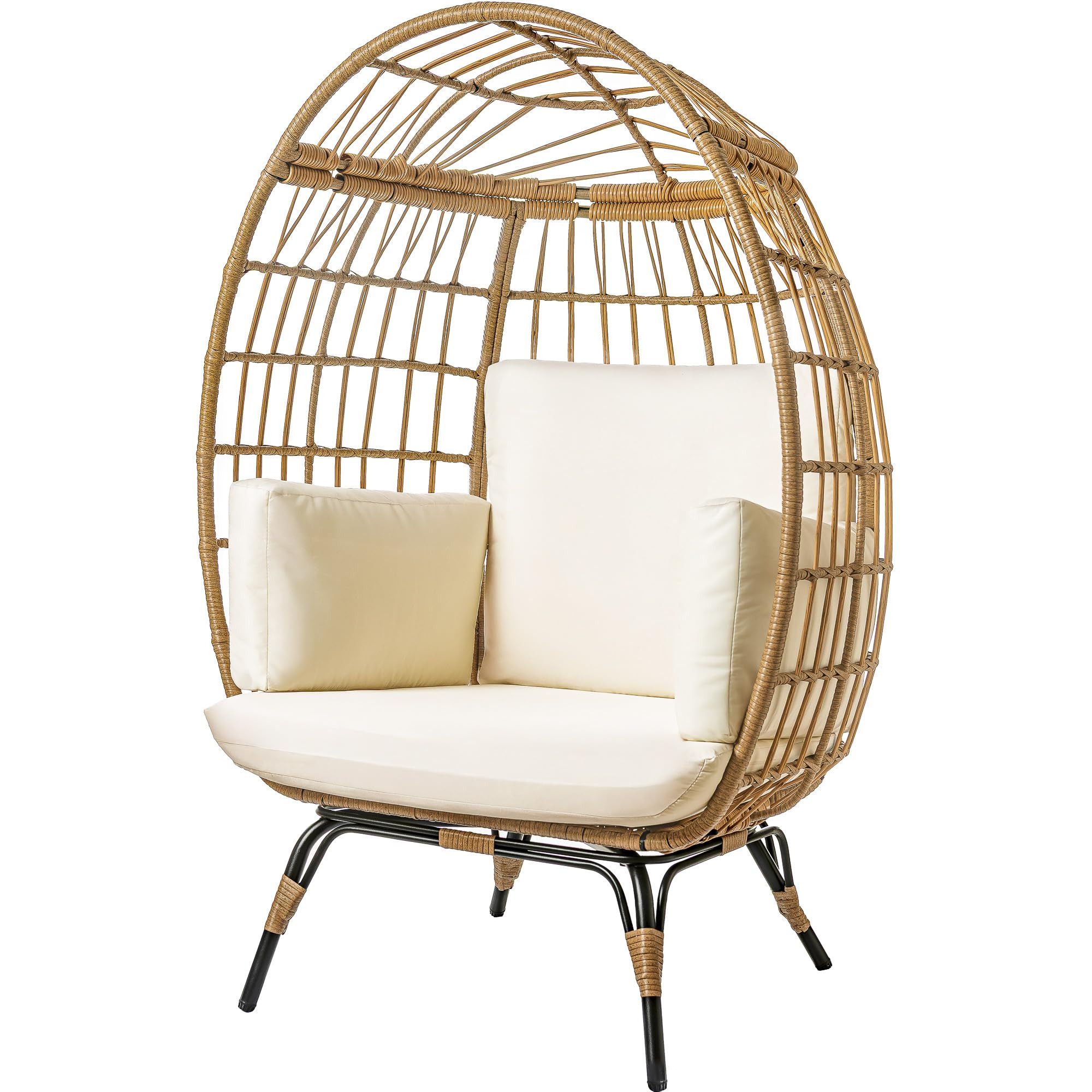 Wicker Egg Chair Outdoor - Patio Chair, Rattan Chair, Wicker Chair PE Rattan Perfect for Backyard... | Amazon (US)