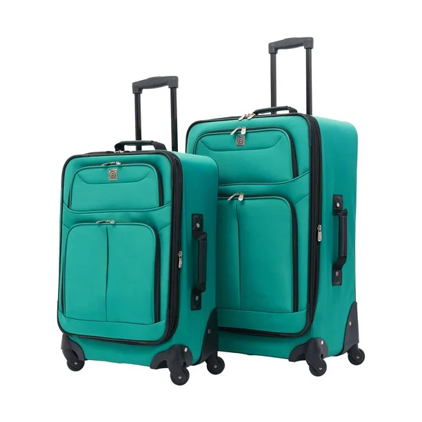 Protege 2 Pc Softside Spinner Luggage Set, 21" and 25" Checked, Teal | Walmart (US)