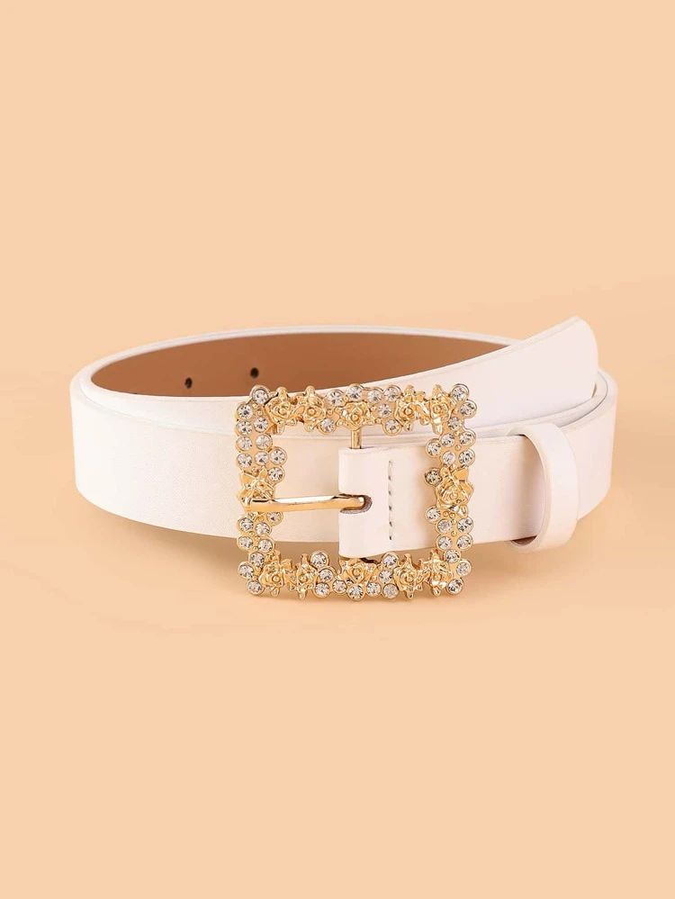 Rhinestone Decor Buckle Belt With Hole Punch | SHEIN