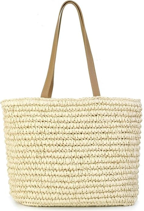 Straw Tote Bag Purse for Women Large Handwoven Shoulder Straw Bags Handbags Summer Beach Straw To... | Amazon (US)