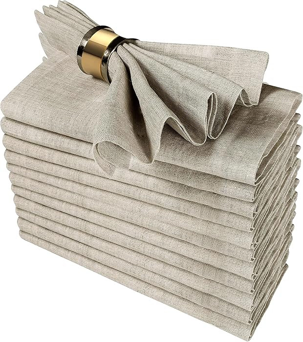 Linen Clubs Cloth Dinner Napkins Set of 12 – 18x18 Inch Natural Rustic Flax – 20% Linen 80% C... | Amazon (CA)