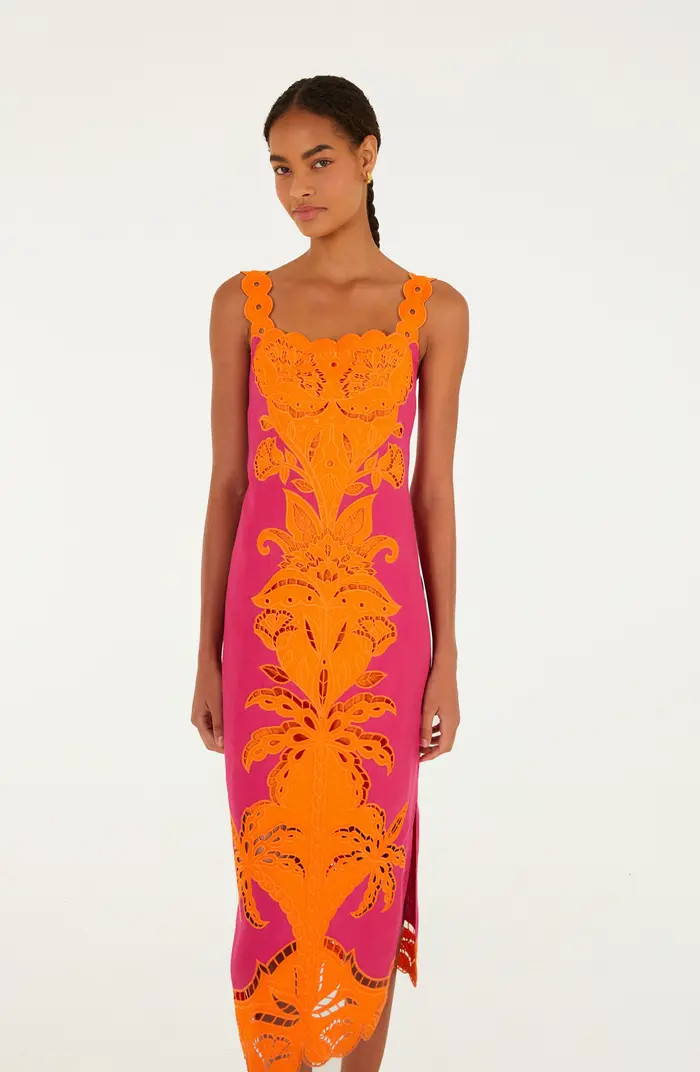 Cutwork Detail Linen Dress | Nordstrom