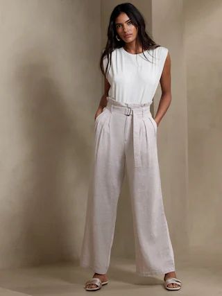 Linen-Blend Paperbag Pant | Banana Republic Factory