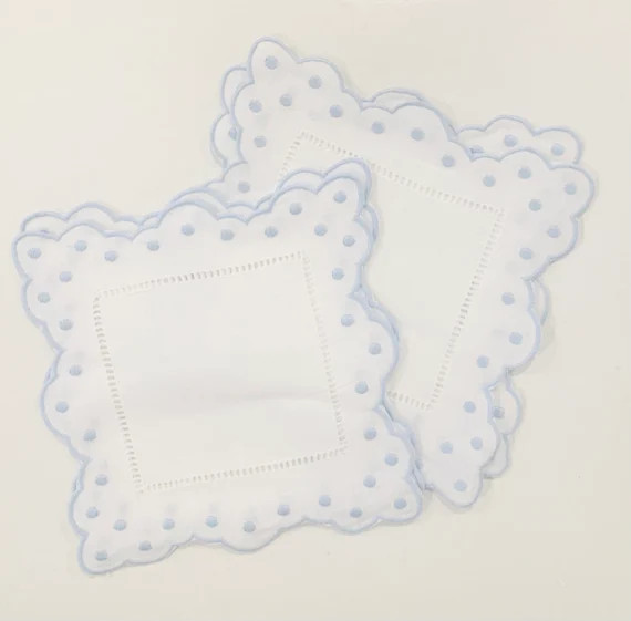 Scallops Cocktail Napkins Set  Custom Embroidery  Wedding | Etsy | Etsy (US)