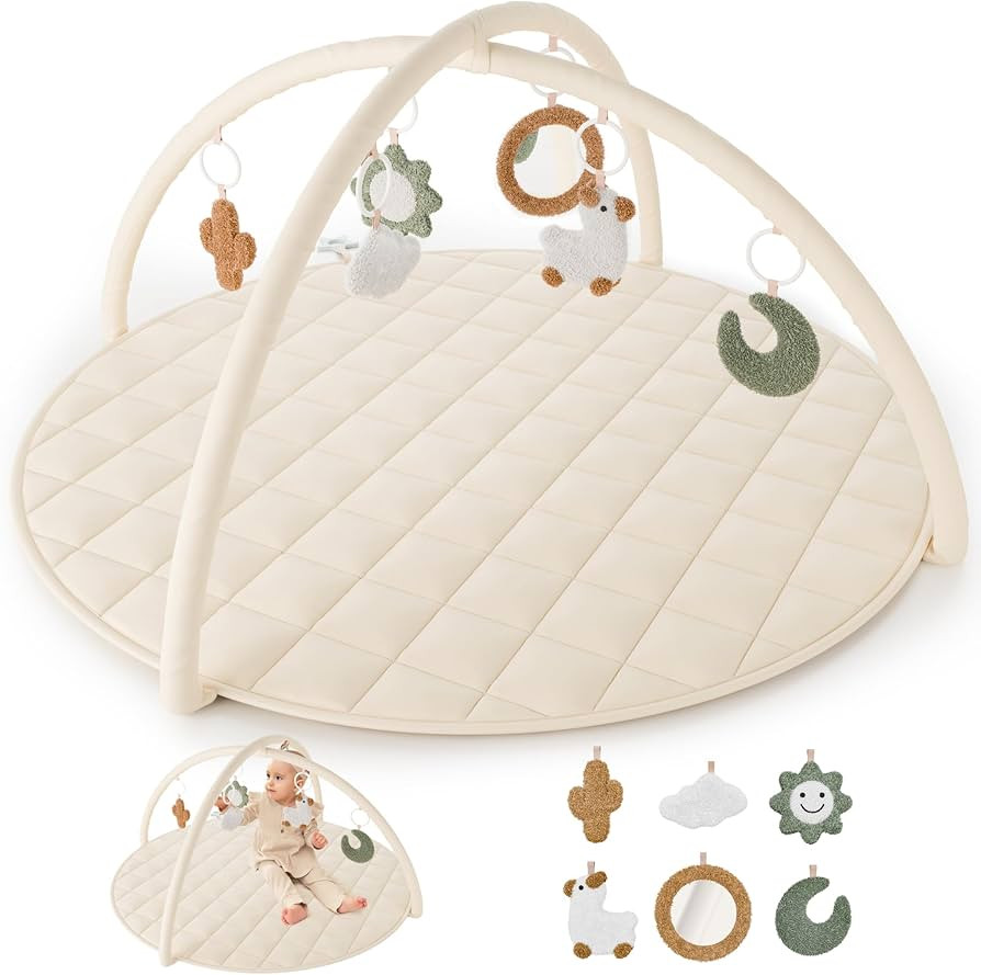 Beautiful Baby Play Gym and Tummy Time Mat - Soft Cotton Mat with 6 Cute Toys Creates The Perfect... | Amazon (US)