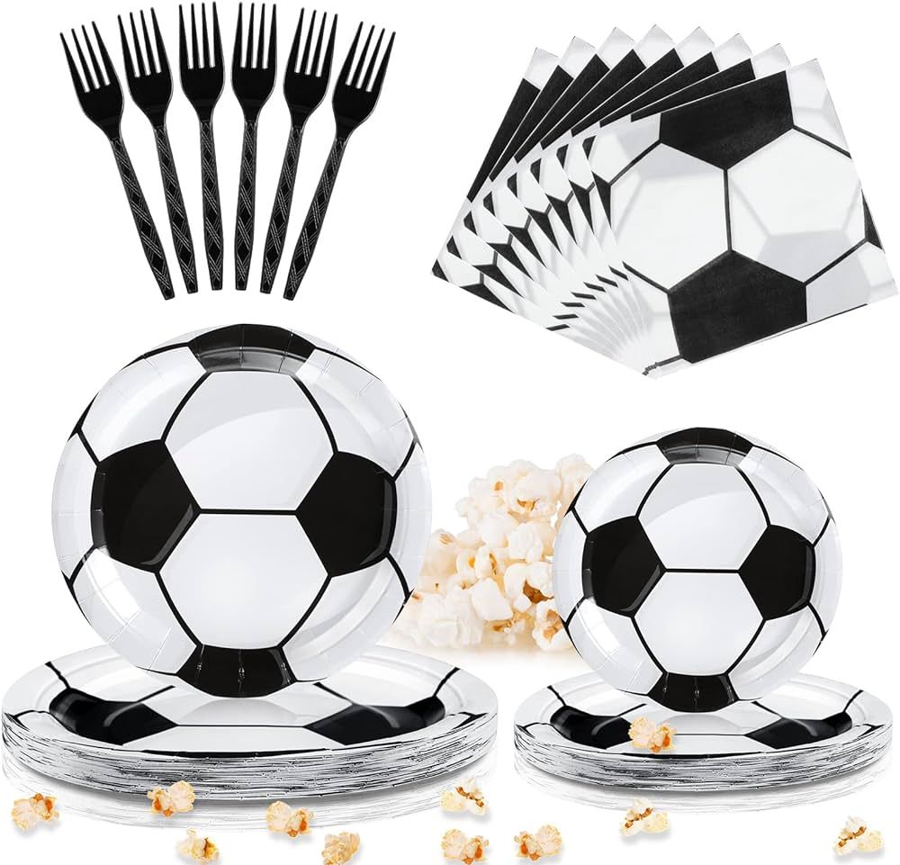 Yetene 96 Pieces Soccer Party Supplies Soccer Theme Birthday Tableware Set Includes 7 Inch 9 Inch... | Amazon (US)