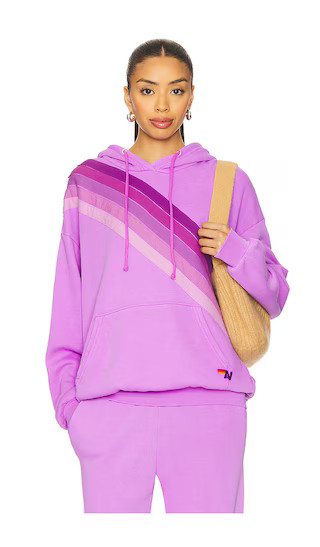 Cross Stripe Relaxed Pullover Hoodie in Neon Purple & Purple | Revolve Clothing (Global)