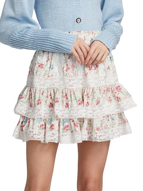 Lace-Trim Tiered Miniskirt | Saks Fifth Avenue