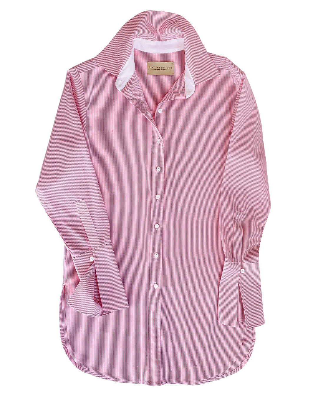 Donna Button-Down Shirt in Pink Stripe | Classic Six