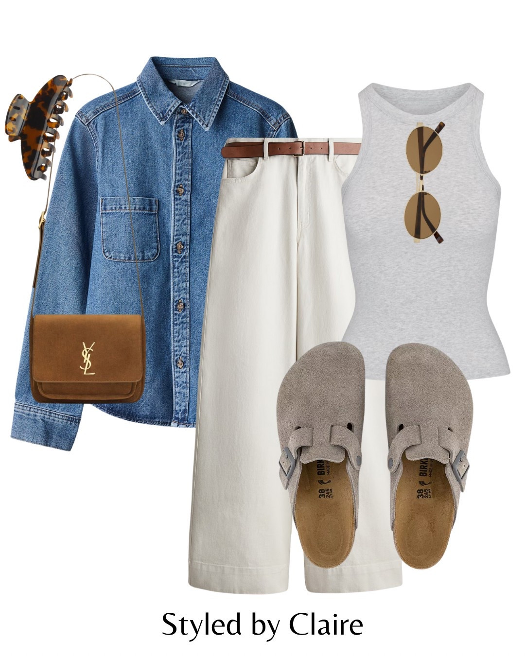 Suede mules for Spring🙋🏽‍♀️
Tags: denim shirt oversized H&M white cream jeans trousers skims crop tank vest top Birkenstock clogs flats ysl satchel bag fashion spring summer inspo outfit ideas city break casual capsule wardrobe Zara 

#LTKstyletip #LTKspring #LTKsummer
