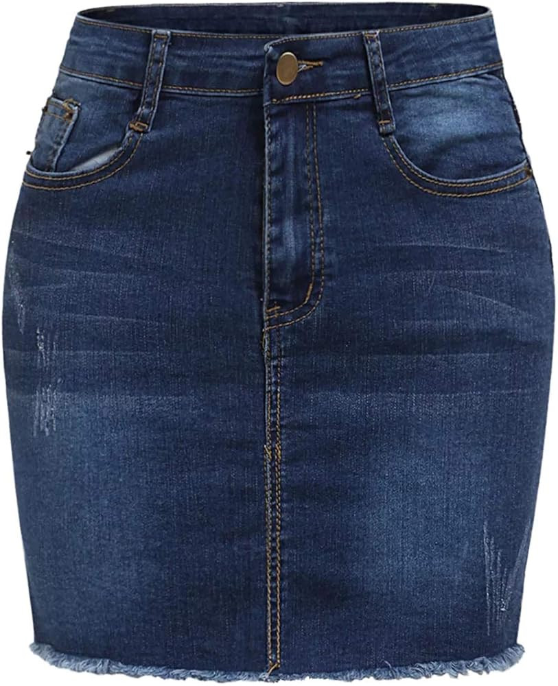 SheIn Women's Basic Stretchy Mini Short Bodycon Denim Skirt | Amazon (US)