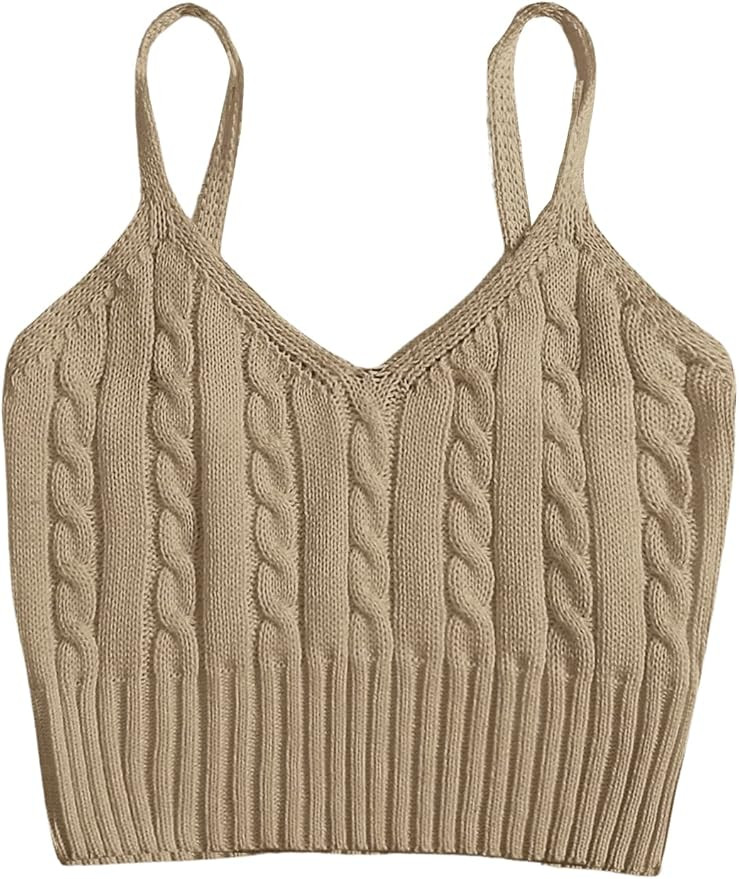 SweatyRocks Women's V Neck Spaghetti Strap Cami Tank Top | Amazon (US)