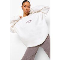 Womens Embroidered Ski Sweatshirt - Off White - S, Off White | Boohoo.com (UK & IE)
