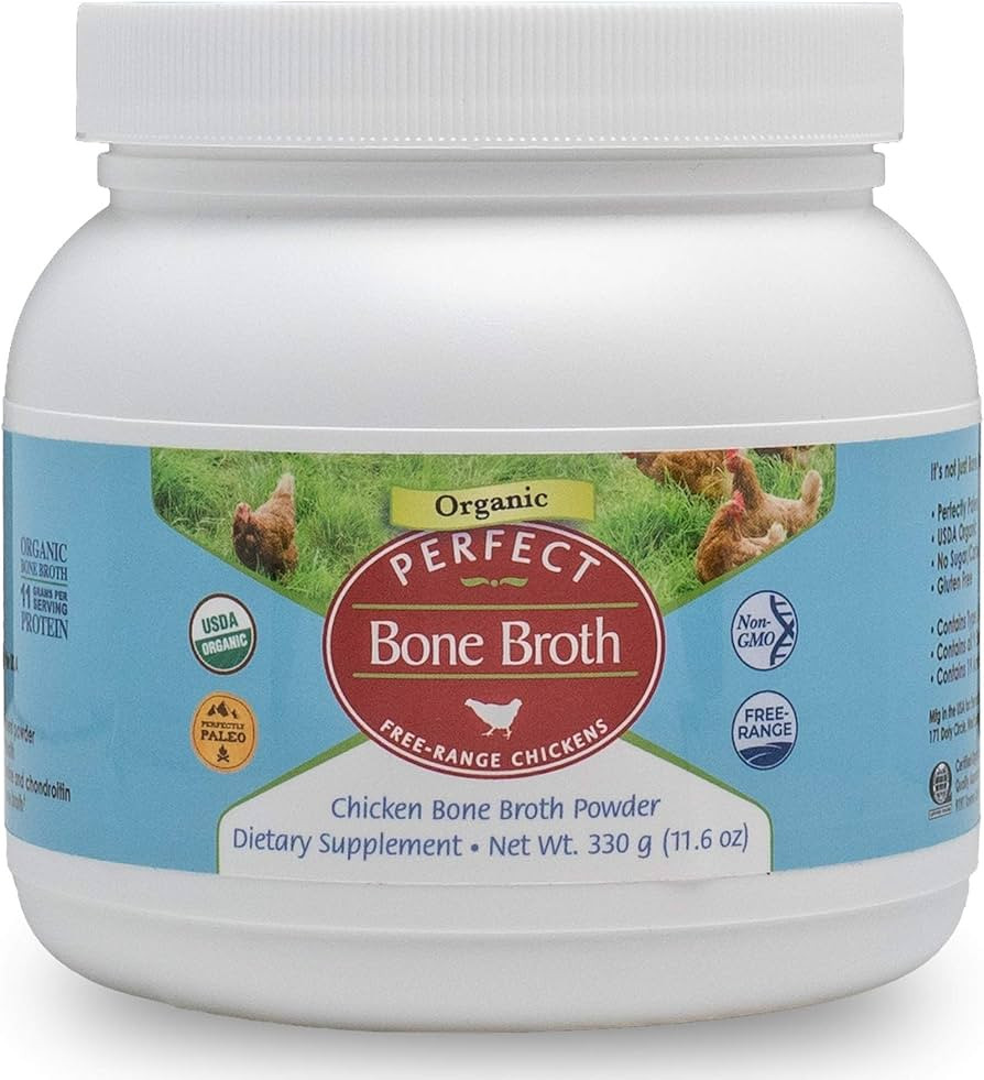 Perfect Organic Chicken Bone Broth Powder | Free Range Low Sodium Chicken Broth | Paleo & Keto Bo... | Amazon (US)