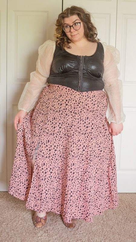 Plus size puffy sleeve corset slip skirt