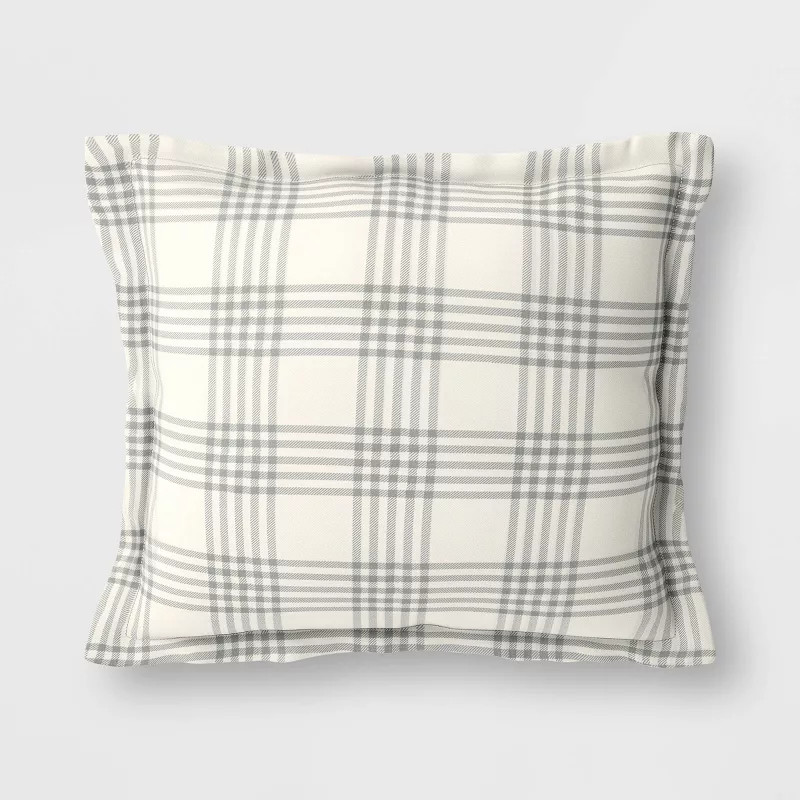 DuraSeason Fabric™ Woven Deep Seat Pillow Back Neutral Plaid - Threshold™ | Target