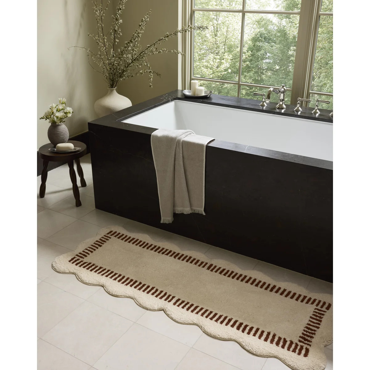Chris Loves Julia x Loloi Valerie Ivory / Brick Bath Mat | Wayfair North America