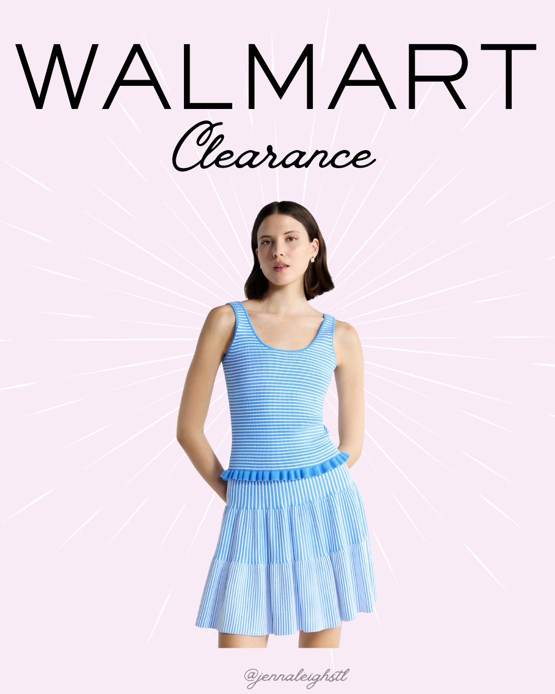Walmart clearance find! The Free Assembly ribbed stitch tiered mini skirt and ruffle hem knit tank are both on clearance. This matching set was such a cute summer outfit, and now is the perfect time to grab it while it's marked down. If your size is still available, I wouldn't wait! 

 #LTKSeasonal #LTKSaleAlert #LTKMidsize