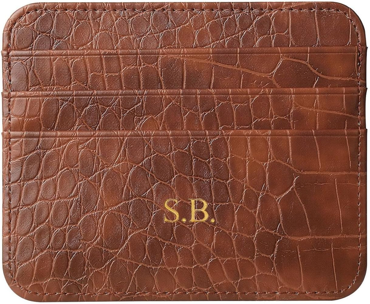 Personalisa Gold Silver Initial letters Credit Card Holder Wallet, PU Leather Ultra Slim Wallet, ... | Amazon (US)