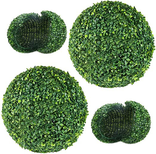 AILANDA 2 PCS 21 inch Artificial Plant Topiary Ball Outdoor UV Resistant 4 Layers Faux Boxwood De... | Amazon (US)