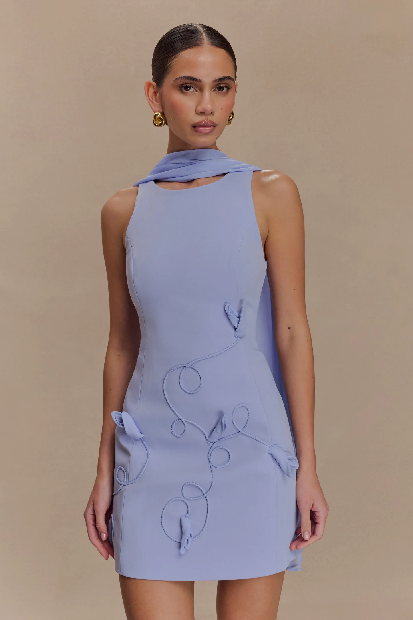 Skyler Suiting Embroidered Mini Dress - Lilac | MESHKI US