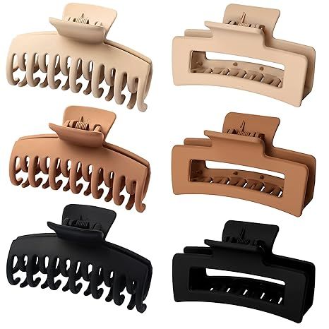 Vsiopy 6 Pack Medium Large Claw Clip for Thin Hair, 3.5 Inch Hair Jaw Clips for Thick Hair, Doubl... | Amazon (US)