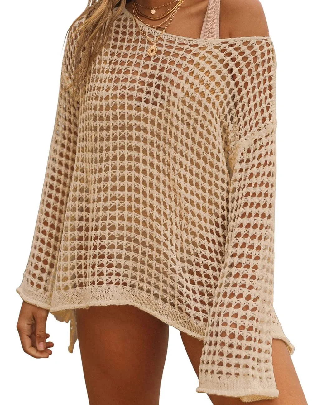 Bsubseach Crochet Cover Ups for Women Sexy Hollow Out Swimsuit Cover Up Knit Beach Dress | Walmart (US)