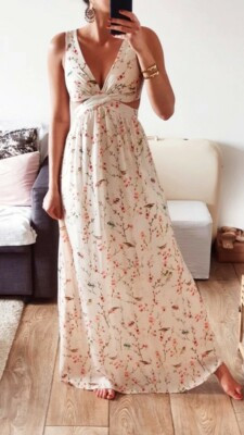 Zara Eastern Japanese Floral Print Open Side Cut Out Maxi DRESS S Small UK 8  | eBay | eBay UK