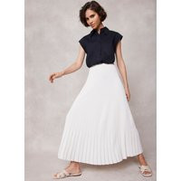 White Ribbed Striped Midi Skirt | Mint Velvet