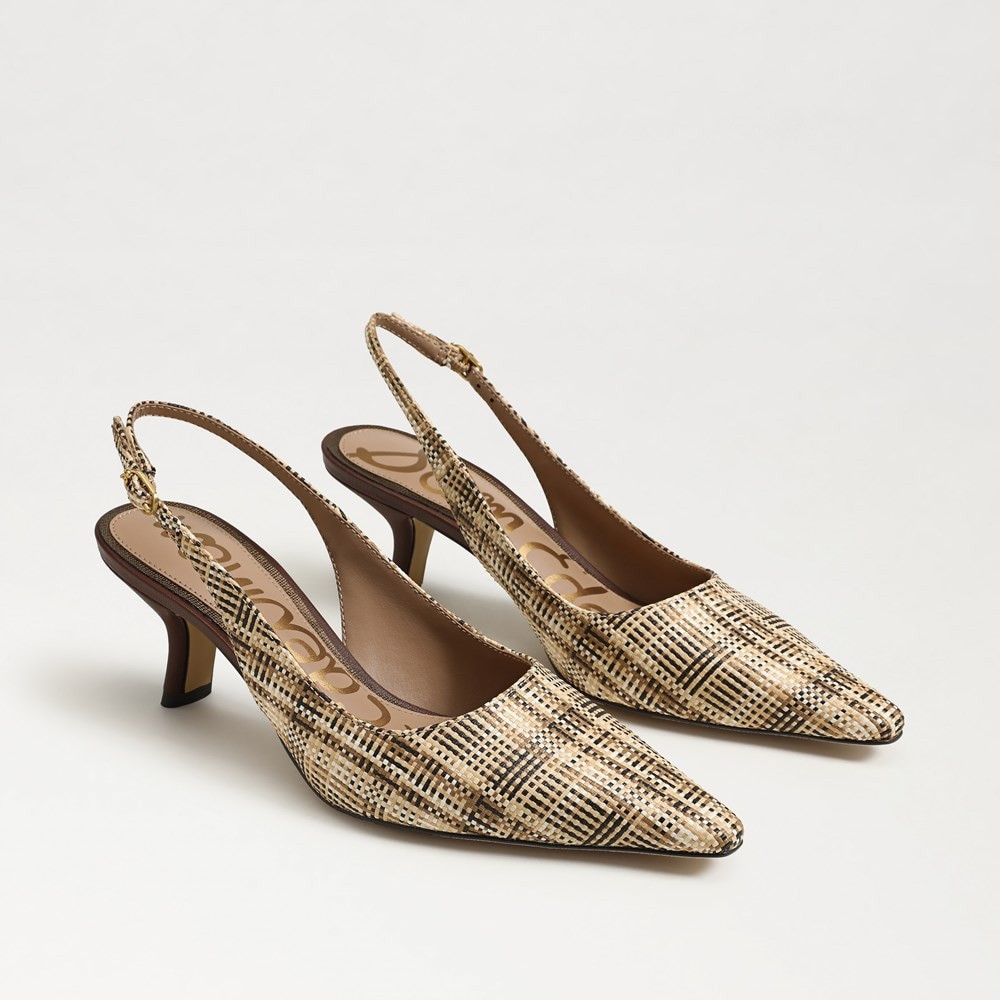 Bianka Slingback Pump Natural Multi Faux Raffia | Sam Edelman
