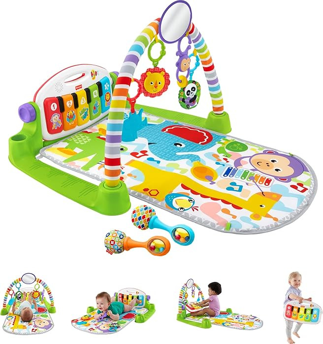 Fisher-Price Baby Playmat Deluxe Kick & Play Piano Gym for Learning & 2 Maracas Soft Rattles for ... | Amazon (US)