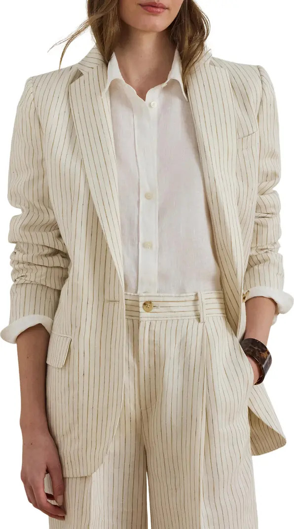 Lauren Ralph Lauren Mixed Stripe Linen Jacket | Nordstrom | Nordstrom