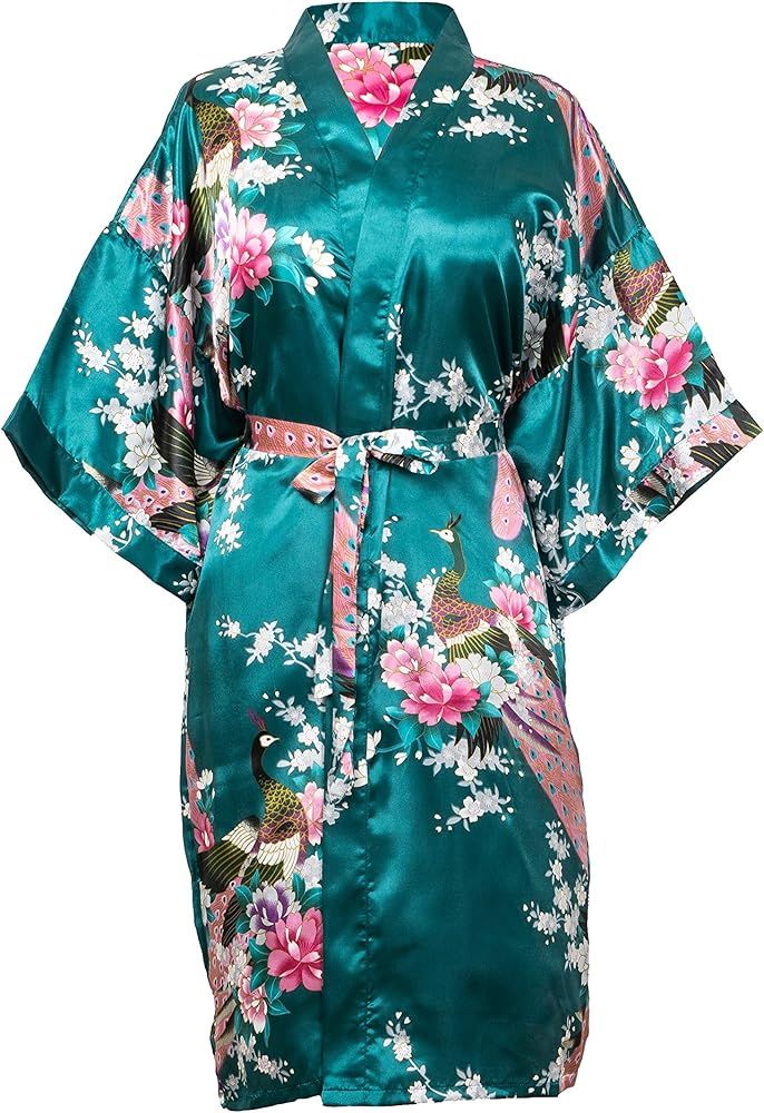 CCcollections Kimono robe long 16 colors PREMIUM Peacock bridesmaid bridal shower womens gift | Amazon (US)