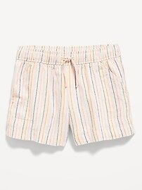 Striped Linen-Blend Drawstring Shorts for Girls | Old Navy (US)