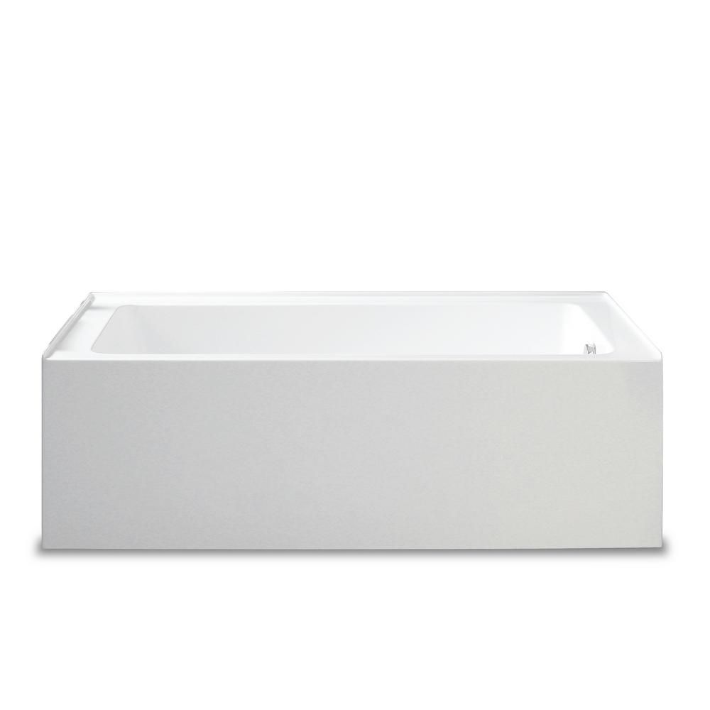 Jade Bath Zen 60 in. Acrylic Right Drain Rectangular Apron Front Bathtub in White | The Home Depot
