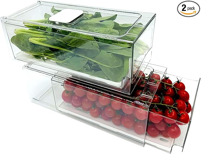 Refrigerator Organizers and Storage Drawer, Stackable Fruit Storage Containers for Fridge, Reusab... | Amazon (US)